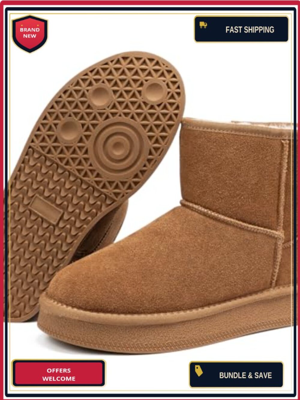 Women's Platform Ankle Snow Boots Genuine Suede Winter Boots Memory Foam Fur